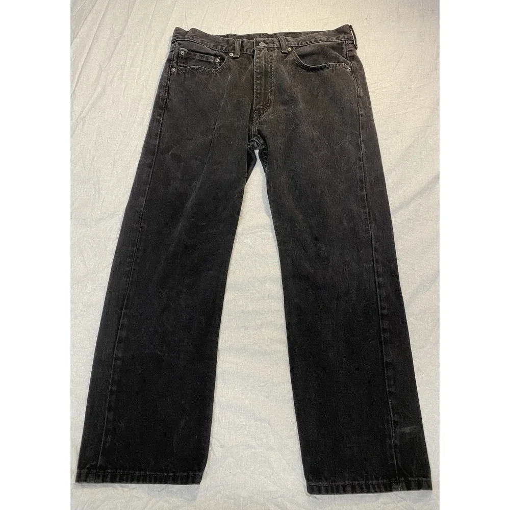 Levi's 505 Jeans Mens 36x30 Black Gray Straight Leg Denim Faded Wash